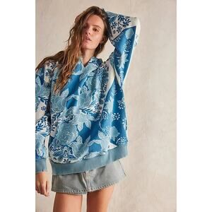 FREE PEOPLE We The Free It's A Vibe Printed Hoodie - Blue Size M